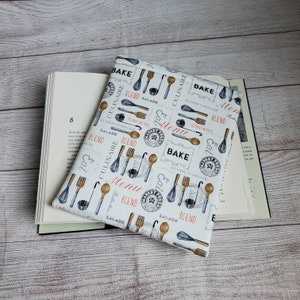 Padded book sleeve, padded tablet sleeve, book cover, culinary school gift, book protector, cookbook gift, reader gift, bookish, baker gift