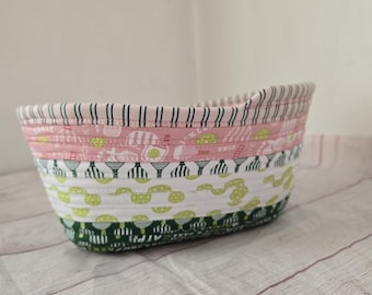 Pickleball Jelly Roll Fabric Bowl, One of a Kind Catch All Basket, Storage Basket, Bathroom Decor, Guest Room Decor, Boiled Rope Bowl