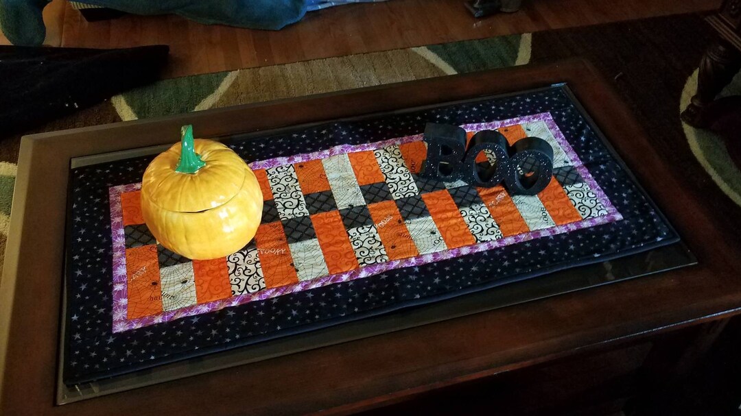 Quilted Halloween Table Runner October Table Topper Handmade - Etsy