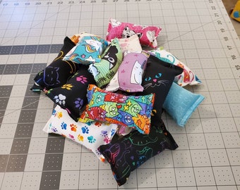 Cat Kicker Toy Value Pack Grab Bag, Kitty Pillow Toy, Organic Catnip Toy, Cat Gift, Cat Kick bag, mini Fabric Cat Toy, Cat Themed Fabric