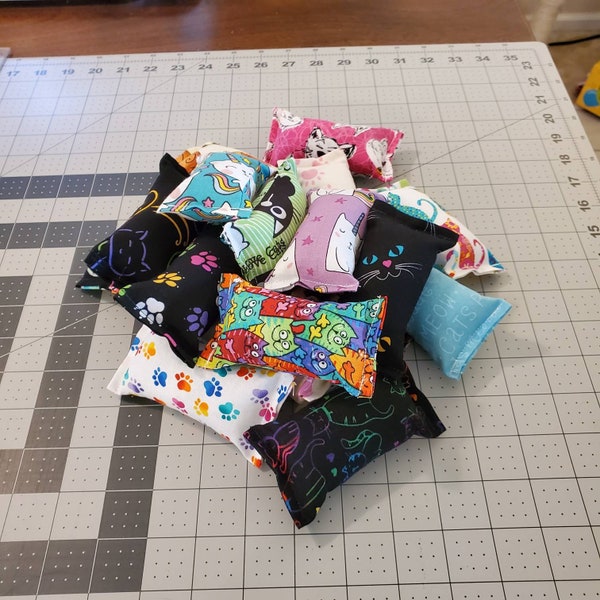 Cat Kicker Toy Value Pack Grab Bag, Kitty Pillow Toy, Organic Catnip Toy, Cat Gift, Cat Kick bag, mini Fabric Cat Toy, Cat Themed Fabric