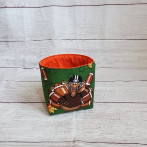 MINI Thanksgiving football turkey basket bag bin, party favor, hostess gift, trinket holder, small basket for party, candy bag, fall theme
