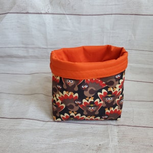 Thanksgiving turkey theme fabric bag, raffle gift basket, fabric bucket, man cave decor, storage container, fall and autumn decor, organizer