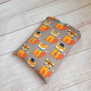 Padded fox book sleeve, padded tablet sleeve, book cover, book lover gift, novel protector, animal lover book gift, bookish reader gift