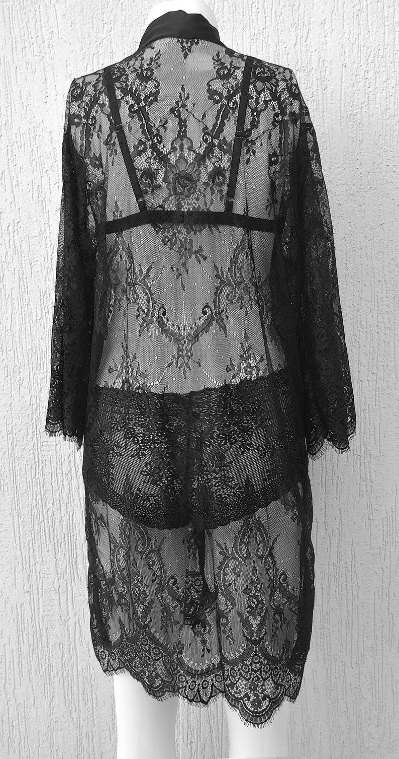 lace robe wedding robe robe lingerie wedding day bridesmaids robe fashionluxe satin robe laceluxuryfashion design black lingerie