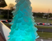 Etsy Best Seller, 6 inch skinny aqua or white sea glass color changing Christmas tree free shipping