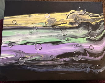 Midnight Rainbow acrylic pour painting