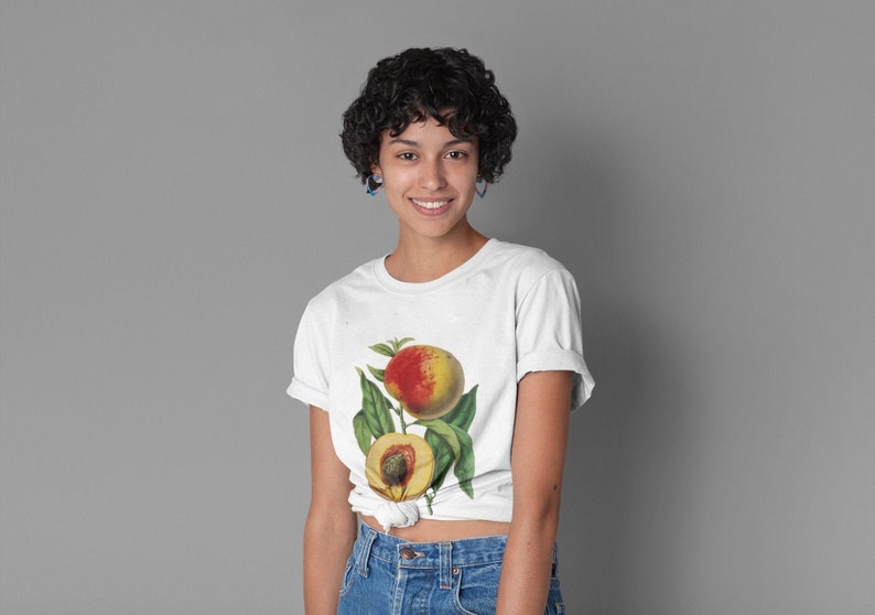 Peach t-shirt woman t-shirt vintage t-shirt botanical | Etsy