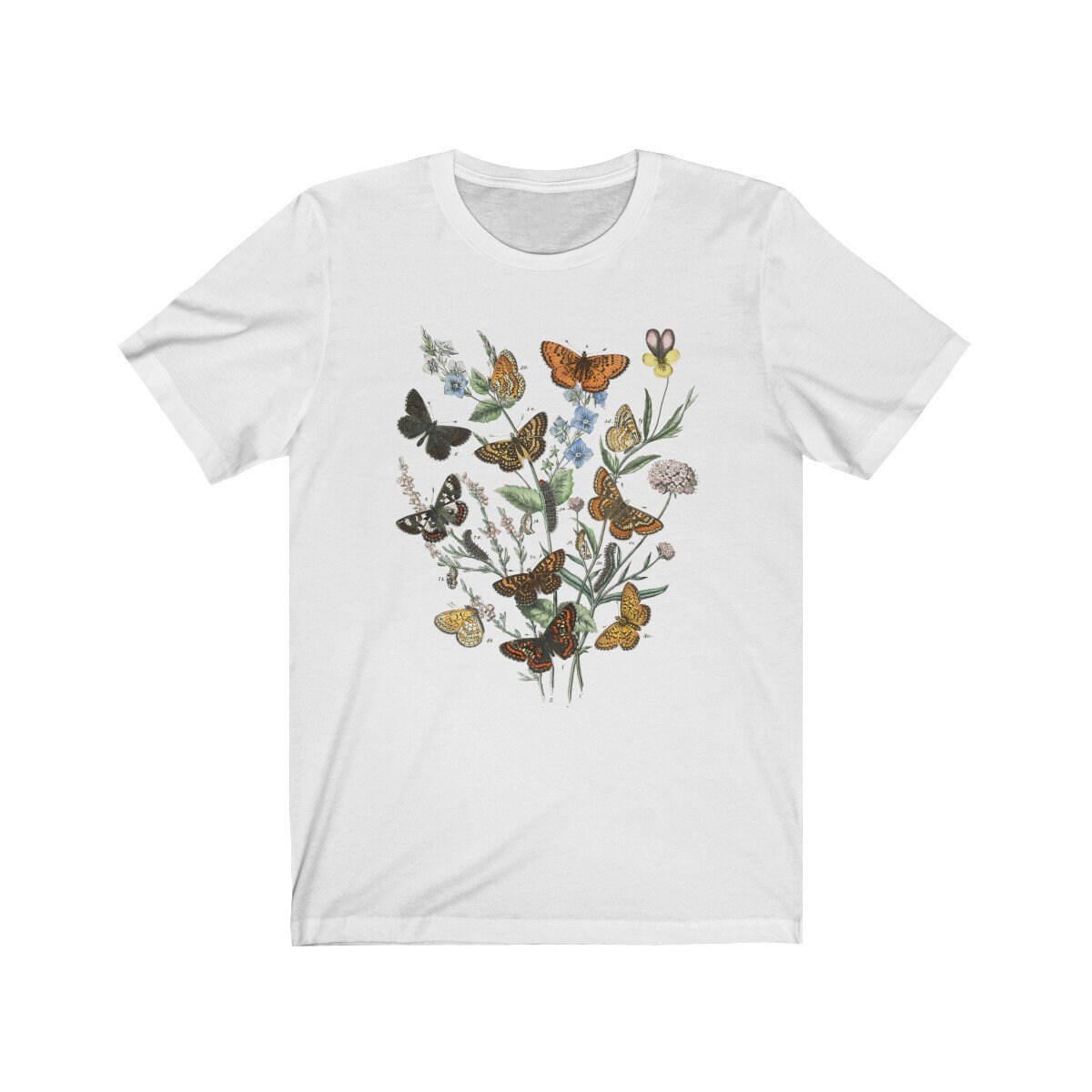 Butterfly t-shirt botanical shirt botanical t-shirt vintage | Etsy