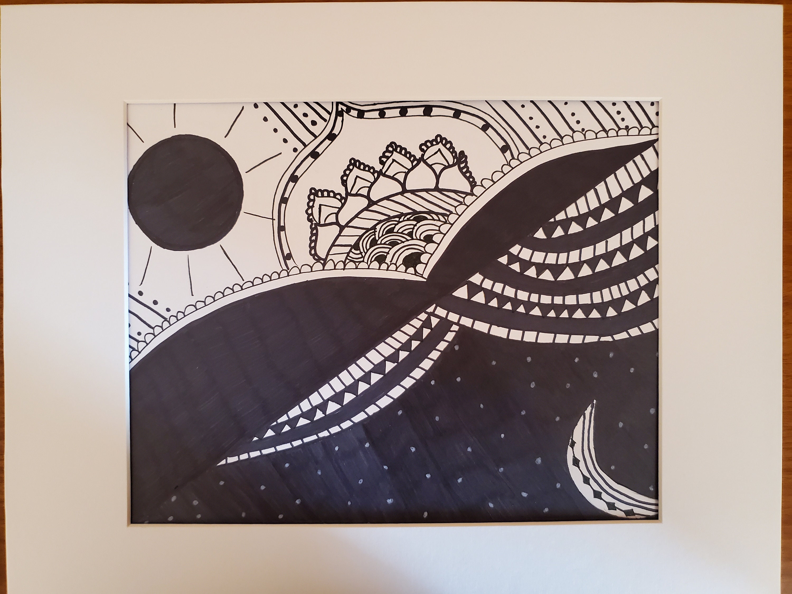 Day and Night Zentangle Art Zentangle Wall Art Wall Hanging Etsy