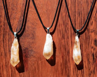 Raw Citrine Crystal Pendant Necklace, Natural Stone, Joy, Manifestation, Good Fortune, Solar Plexus Chakra, Confidence, Motivation, Gifts