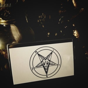 Baphomet Gebetskarte, Ziege von Mendes, Macht, Dominanz, Vitalität, Altar Dekor, Andenken, Santanic, LaVeyan, Teufel, schwarze Magie, Hexerei