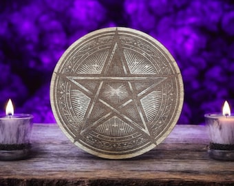 Pentacle Altar Tile, Spiritual Tools, Protection and Power Symbols, Wood Art, Pagan, Wiccan, Occult, Sacred Circle, Ritual Tools, Hoodoo