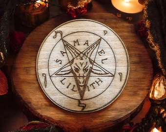 Baphomet Sigil Altar Tile | Empowerment, Rebellion, Satanism, Goat Head, Spiritual Supplies, Altar Decor & Tools, Folk Magic, Hoodoo, Voodoo