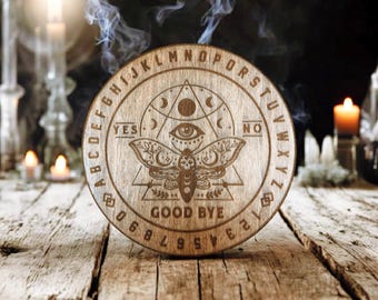 Death Head Moth Pendulum Board | Spirit Boards, Divination, Laser Engraved Wood Art, Altar Decor & Tools, Hoodoo, Voodoo, Occult Supplies