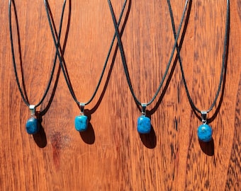 Lapis Lazuli Pendant Necklace, Natural Polished Gemstone,