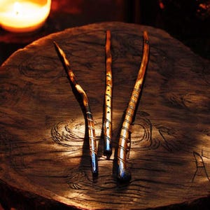 Hand-Carved Witch&#39;s Wand, Randomly Chosen, One-Of-A-Kind Design, Metaphysical Tools, Altar Decor, Halloween, Props, Costume Design, Pagan