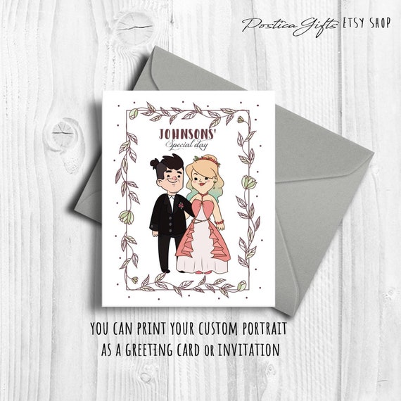 Wedding Portrait Groom Printable Invitation Invitation Wedding Custom Wedding Sign Bride Wedding Gift Portrait Wedding Invitation