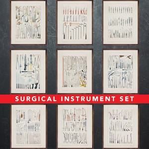 Anatomie print, set van 9 posters, cadeau voor chirurgische tech, instrument arts, chirurgie medische kantoor muur kunst decoratie