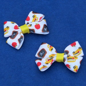 Back to school hair bow,  back to school pig tail  bows,
