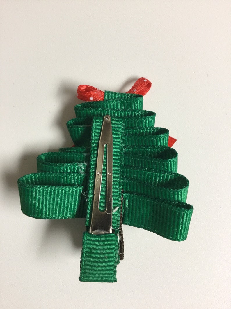 Christmas tree ribbon sculpture hair clip image 4