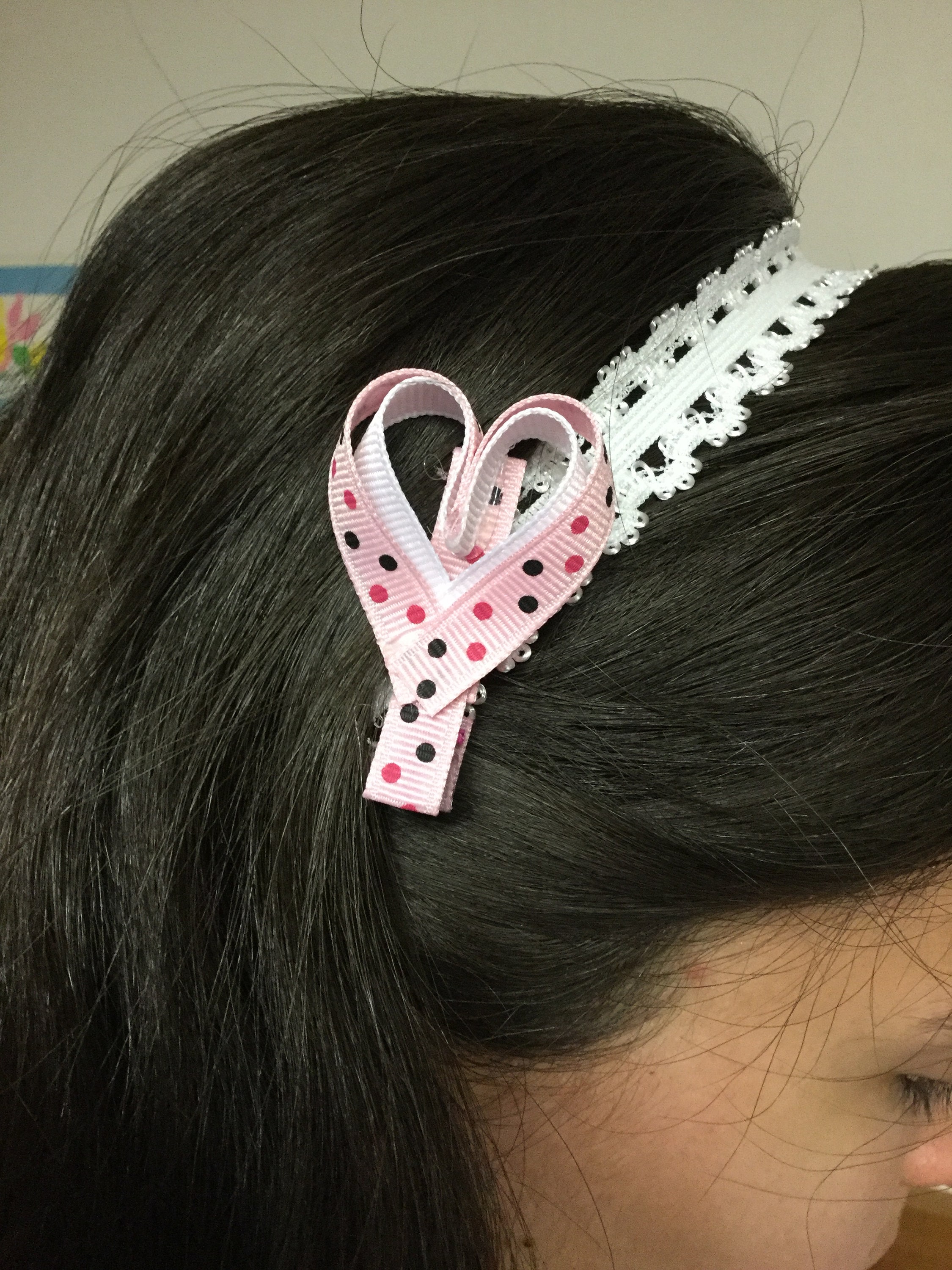 Valentine Heart Ribbon Art Hair Clip