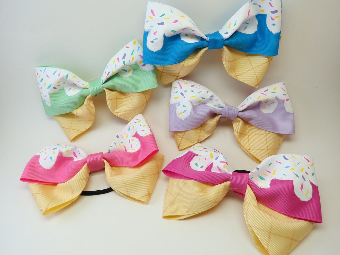 Ice Cream Cone Hair Bow Ice Cream Cone Bow Summer Ice Cream Etsy