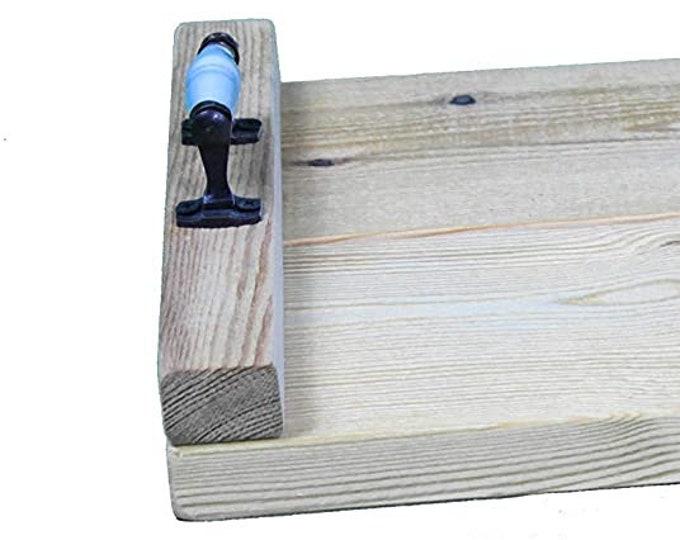 Wooden Tray with Iron Ceramic Handles Natural