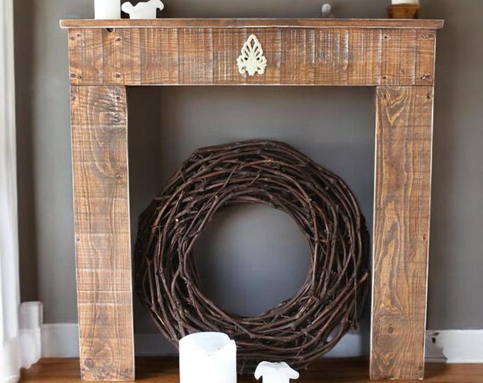Fireplace surround fireplace console decoration fireplace Artrappe wood brown vintage country house farmhouse ready assembled