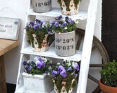 Shabby flower staircase flower ladder Plant stair Wood