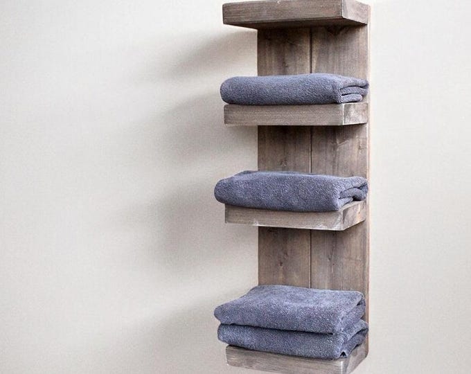 Wooden bathroom shelf - Brown -70 cm x 23.5 cm x 17 cm -  towel rail very narrow (hanging or standing) enchants especially small bathrooms