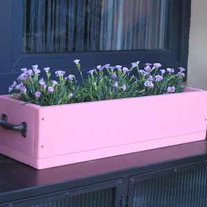 Blumenkasten " Das Original von Dekorie " aus Holz mit Eisen Griffen 30 - 90 cm breit / 19,5 cm tief / in rosa / pink