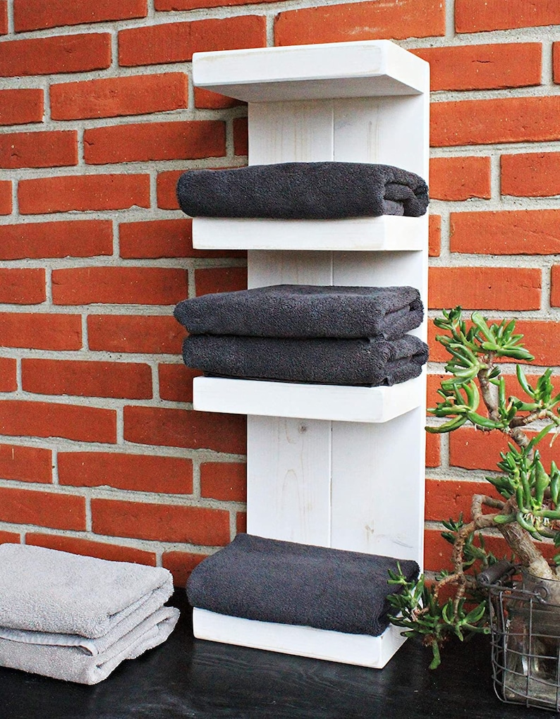 Wooden Bathroom Shelf white Towel Rail Very Narrow hanging Etsy