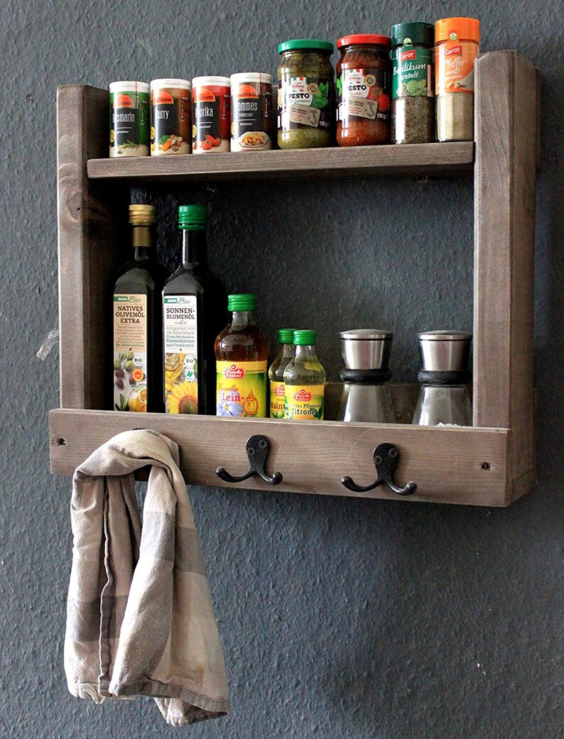 Gewürzregal aus Holz für die Wand Braun 2 Stellflächen und | Etsy
