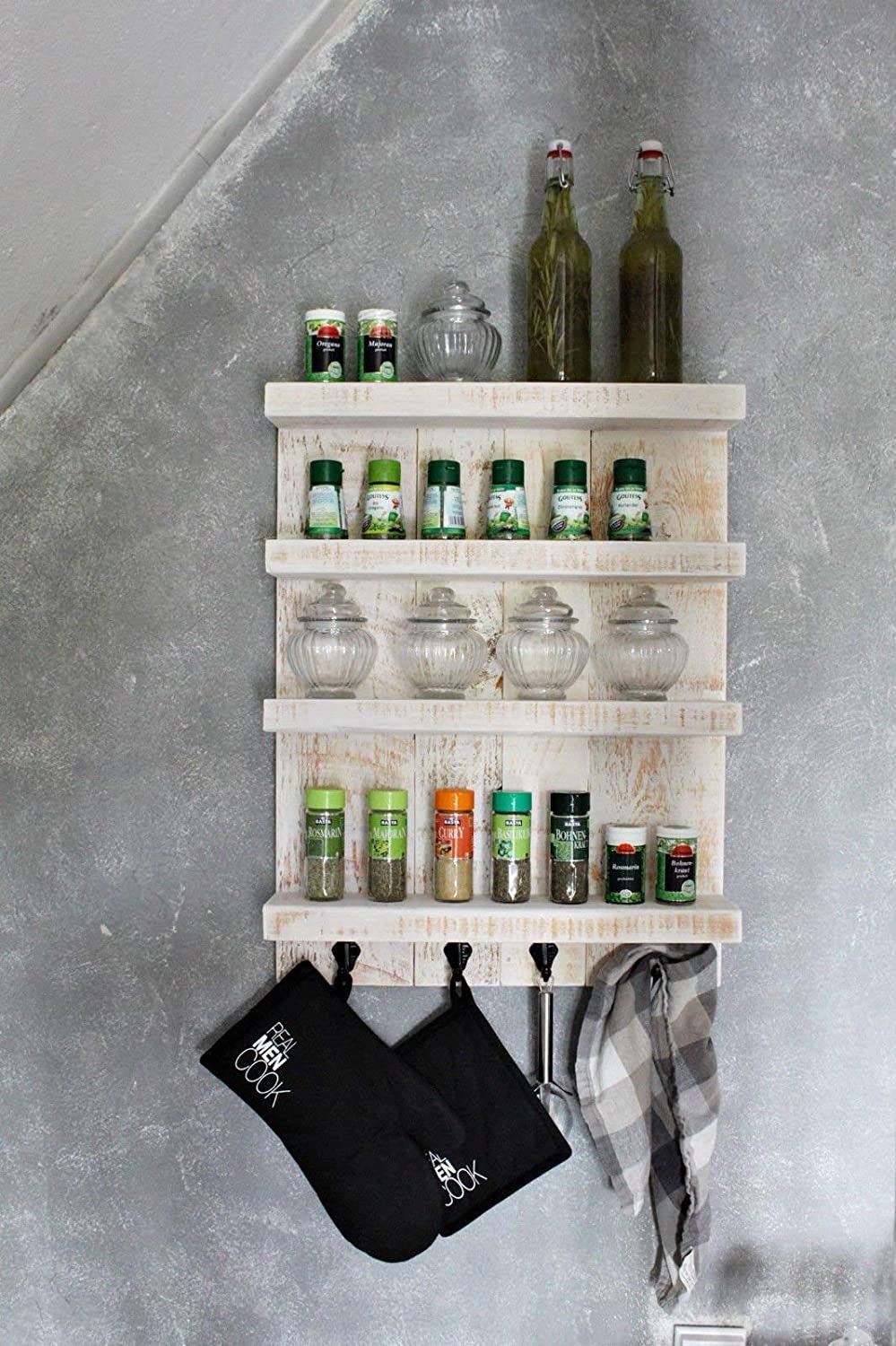 Wooden Kitchen Spice Rack, On The Wall