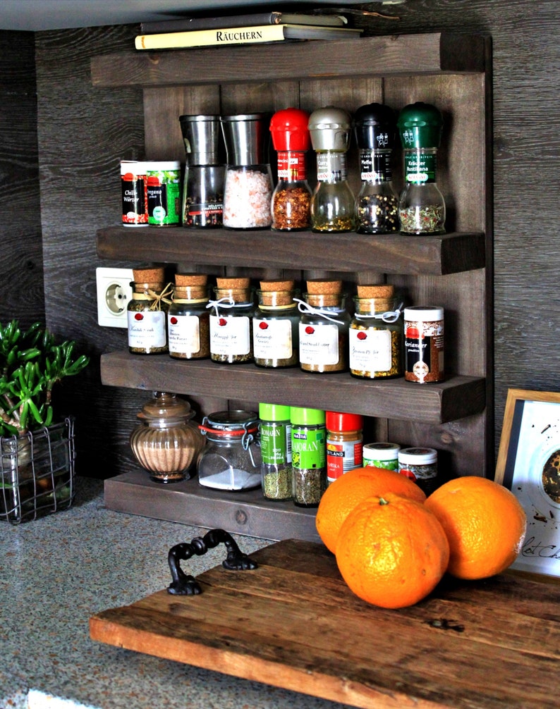 SCADY Gewürzregal Küchenregal Holz braun shabby vintage fertig | Etsy