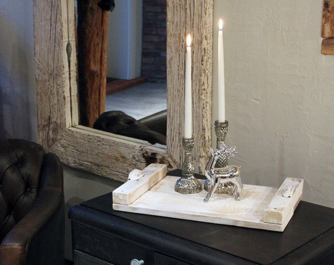 Tray Orders Serving Board Wooden with Iron Handles White Vintage Shabby Countryhouse Farmhouse