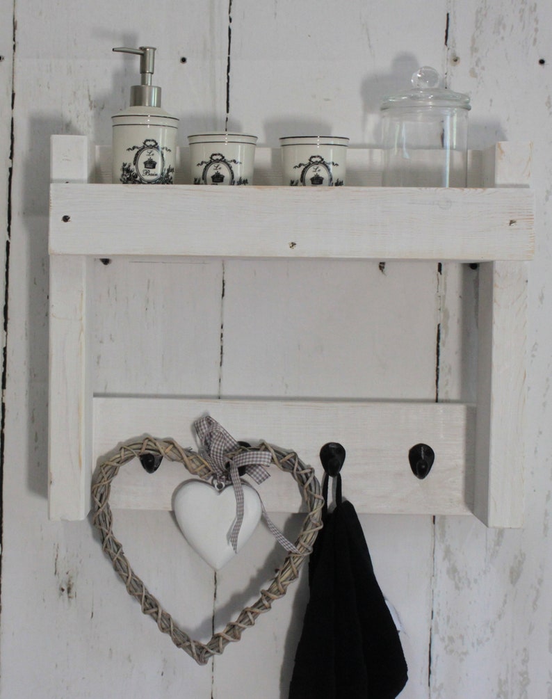 Badral Borte Hangeregal Shabby Vintage Wood White Towels Etsy