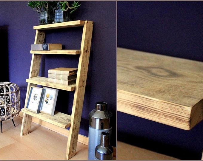 Bookcase made of solid wood  flamed - HxWxD: 100 cm x 50 cm x 15 cm