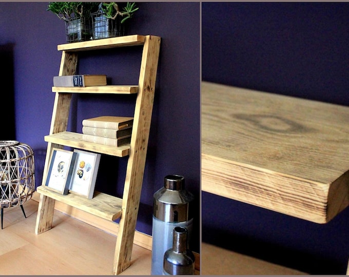 Bookcase made of solid wood  flamed - HxWxD: 100 cm x 50 cm x 15 cm