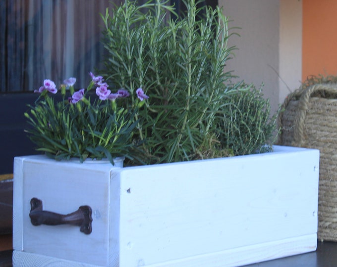 Flower box "The Original by Dekorie" made of wood with iron handles 30 - 90 cm wide / 19.5 cm deep / in white