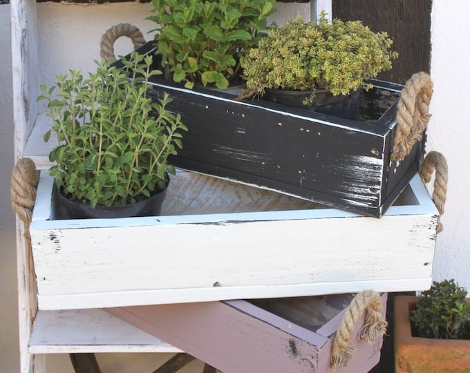 Flower box made of solid wood -  Size (HxWxD): Vintage flower & plant box in small for indoors