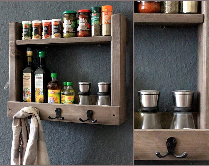 Bathroom shelf hanging shelf Shabby vintage wood brown towels rustic cottage farmhouse fully assembled