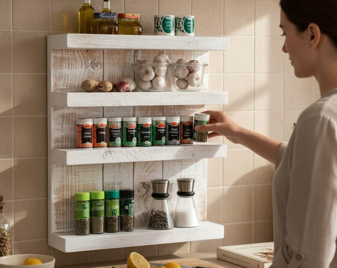 Wooden spice rack - kitchen shelf