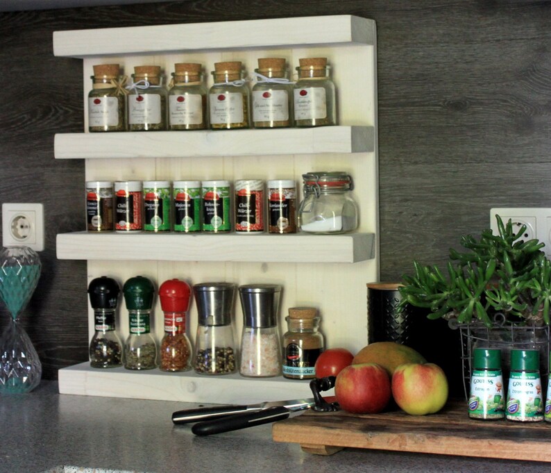 2-stöckiges Gewürzregal Aus Holz - Vertikaler Küchenorganizer 38cm Hoch Für Gewürze & Kaffee