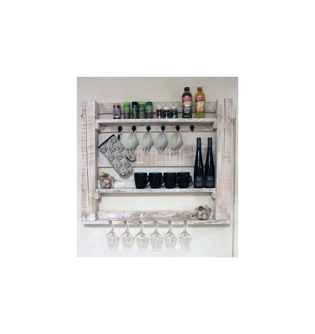 Kitchen shelf made of solid wood White Dimensions (HxWxD) 80 cm x