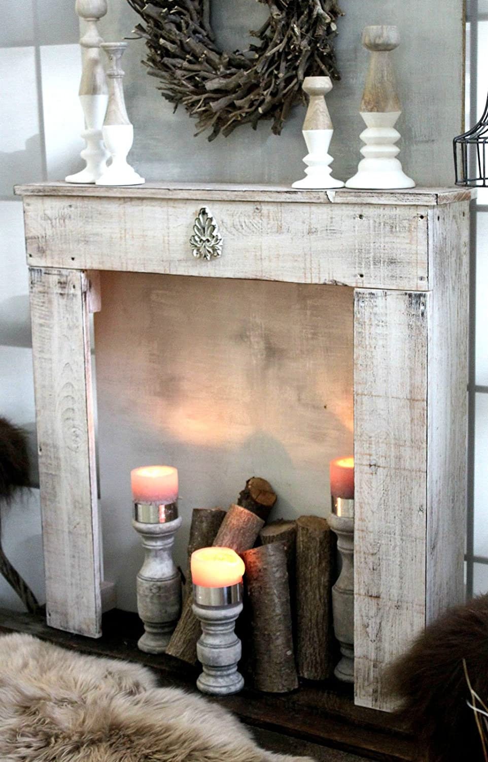 Console de foyer, cheminée décorative, manteau de cheminée en bois