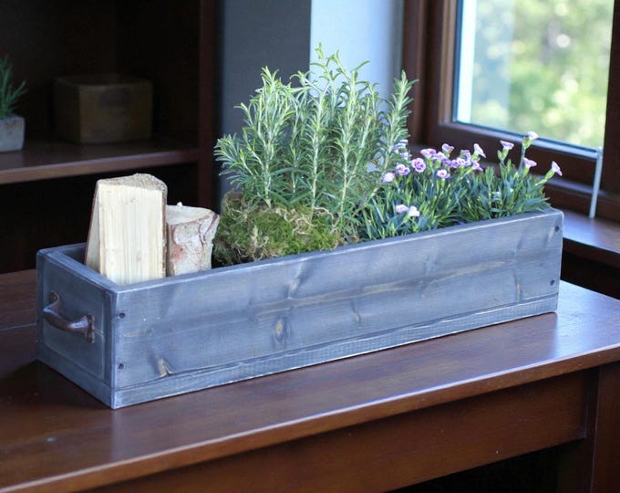 Flower box "The Original by Dekorie" made of wood with iron handles, 30-90 cm wide / 19.5 cm deep / in black