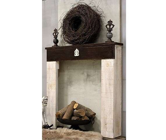 Fireplace Surround Shabby Antique White Brown Fireplace Etsy
