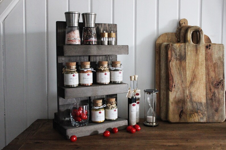 Gewürzregal aus Holz stehend Braun 3 Stellflächen 48 x | Etsy